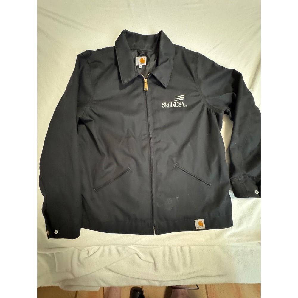 Carhartt SkillsUSA Black Work Jacket Mens XL Made in USA Canvas Zip Up
